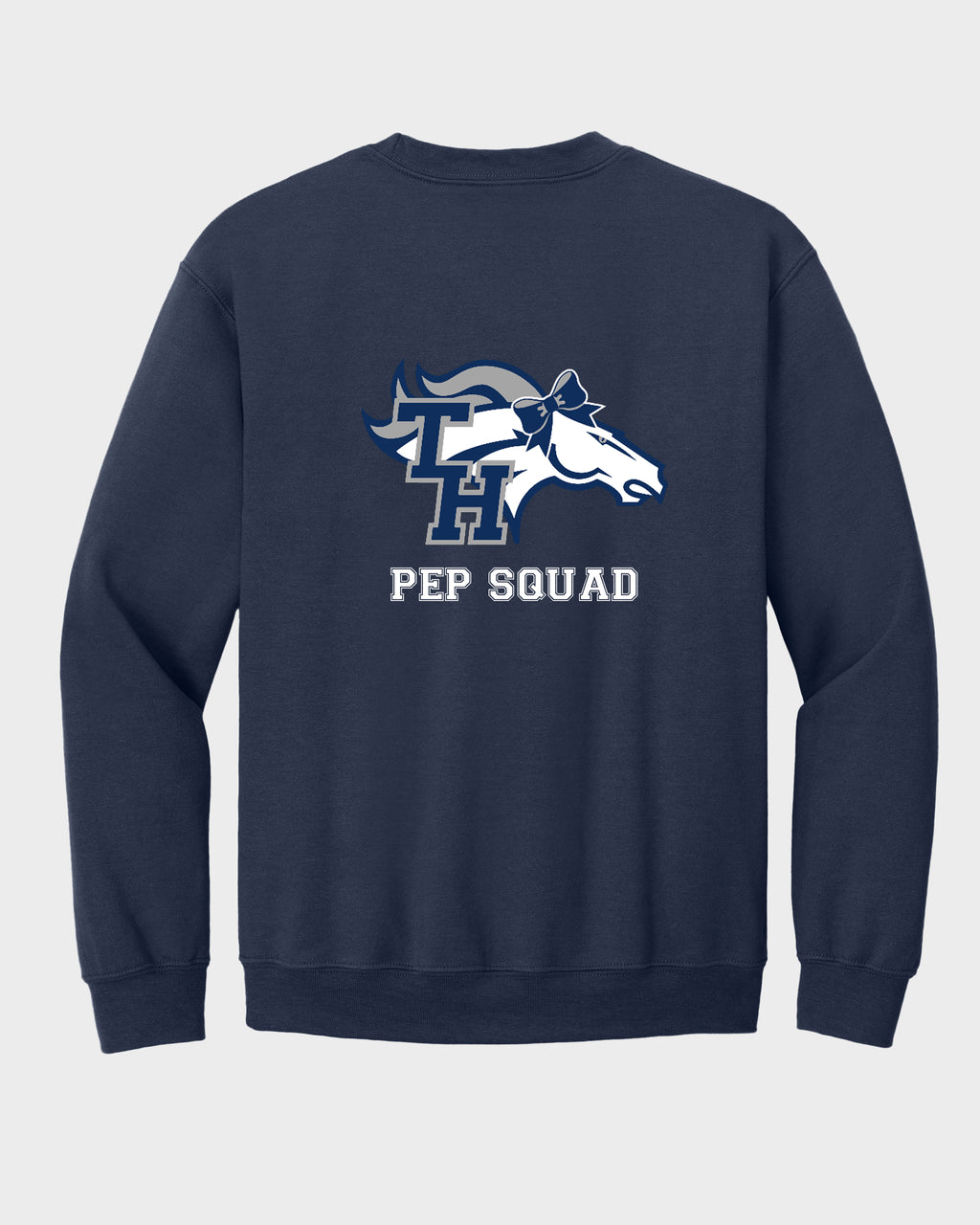 TH Pep Squad Navy Crewneck Sweatshirt with Left Chest