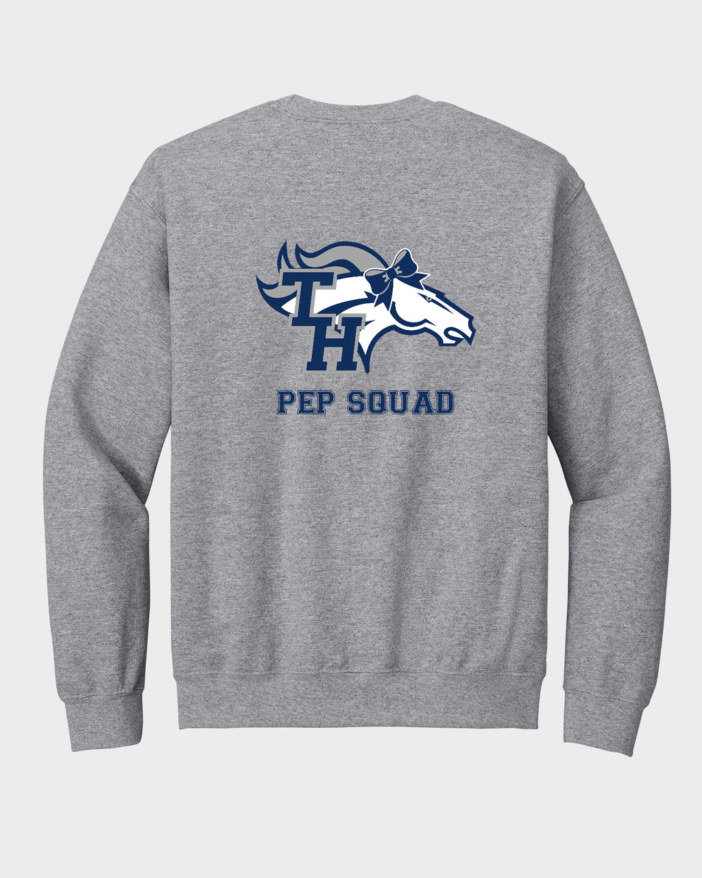 TH Pep Squad Navy Crewneck Sweatshirt with Left Chest