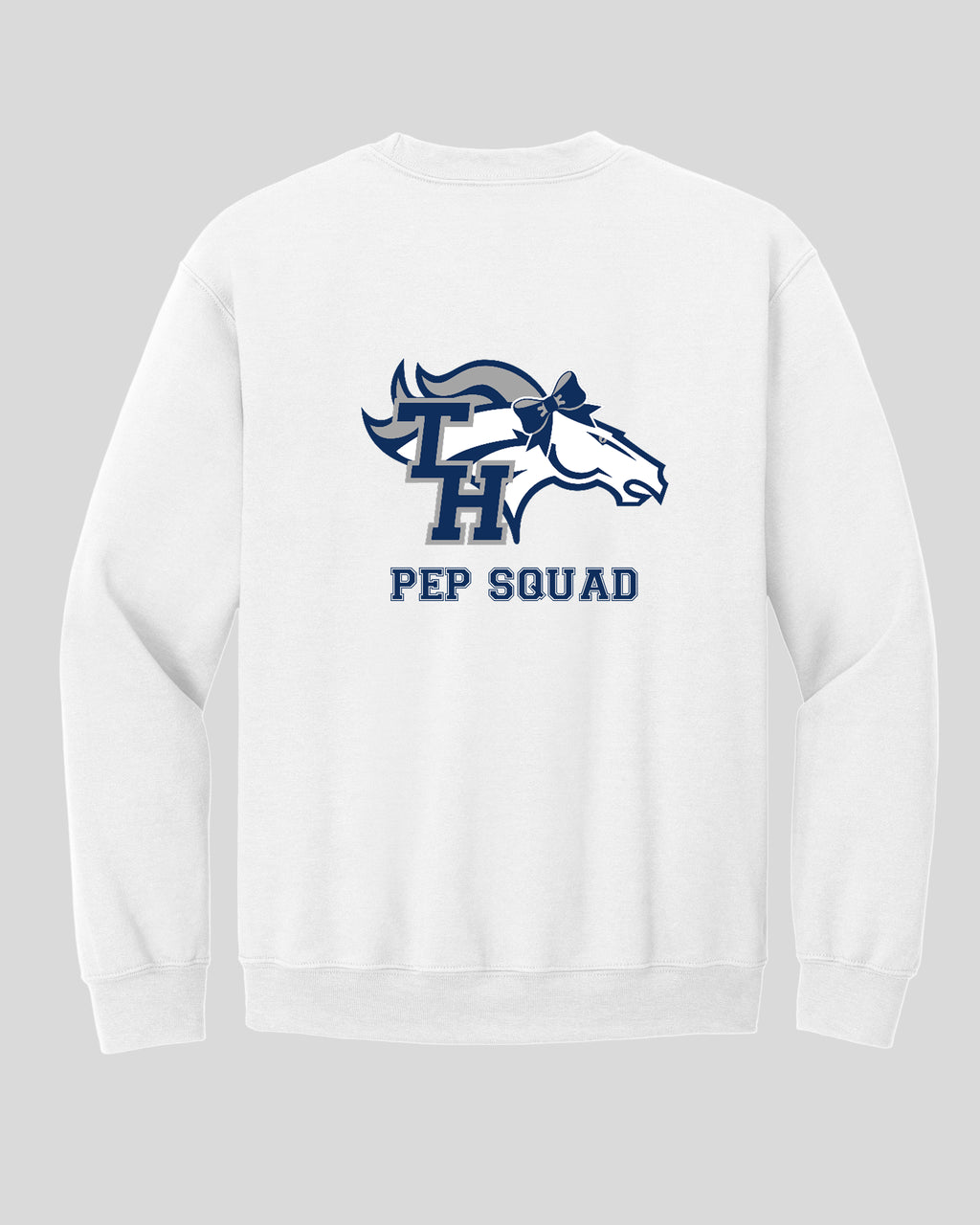 TH Pep Squad Navy Crewneck Sweatshirt with Left Chest
